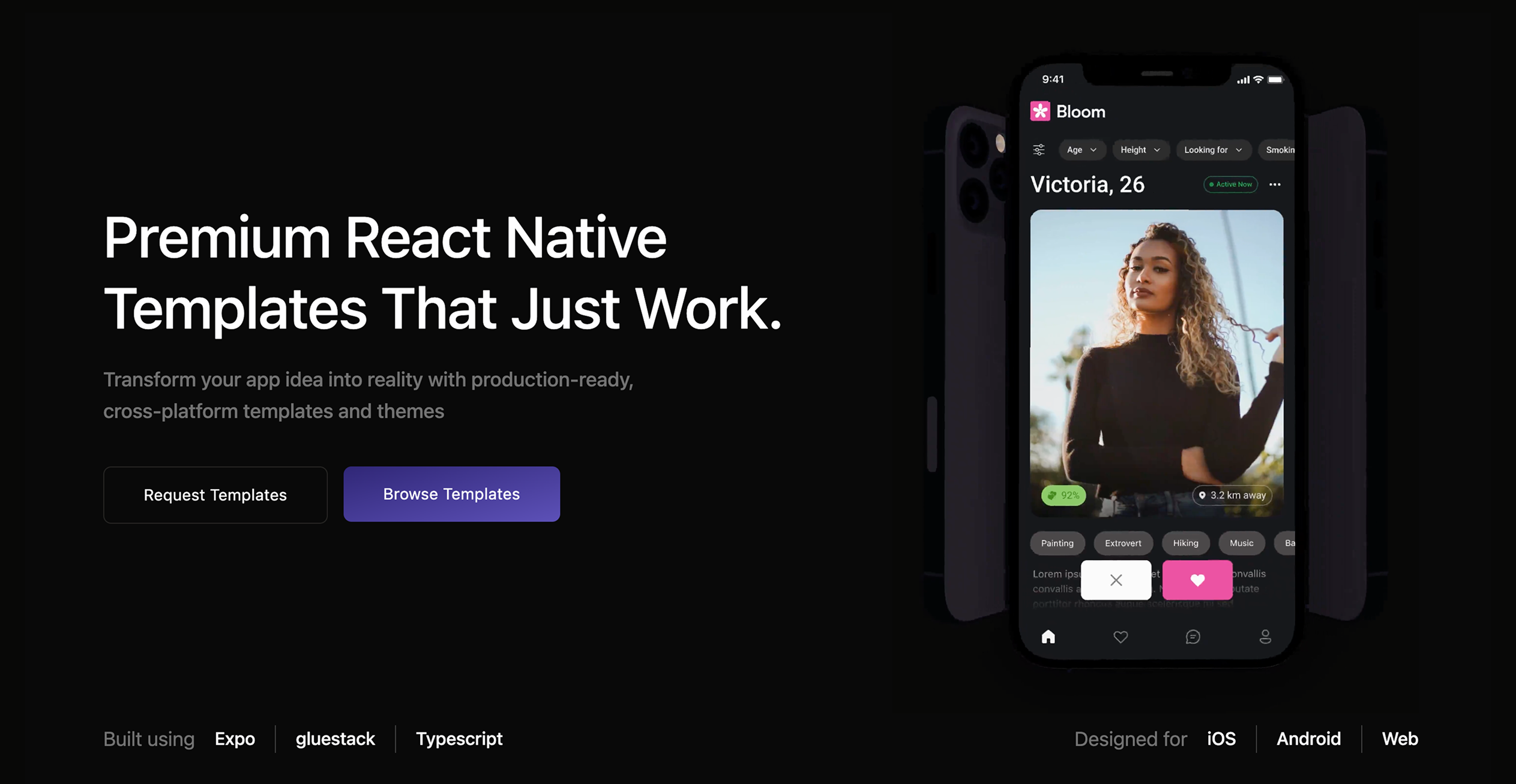 gluestack market: Premium React Native Templates