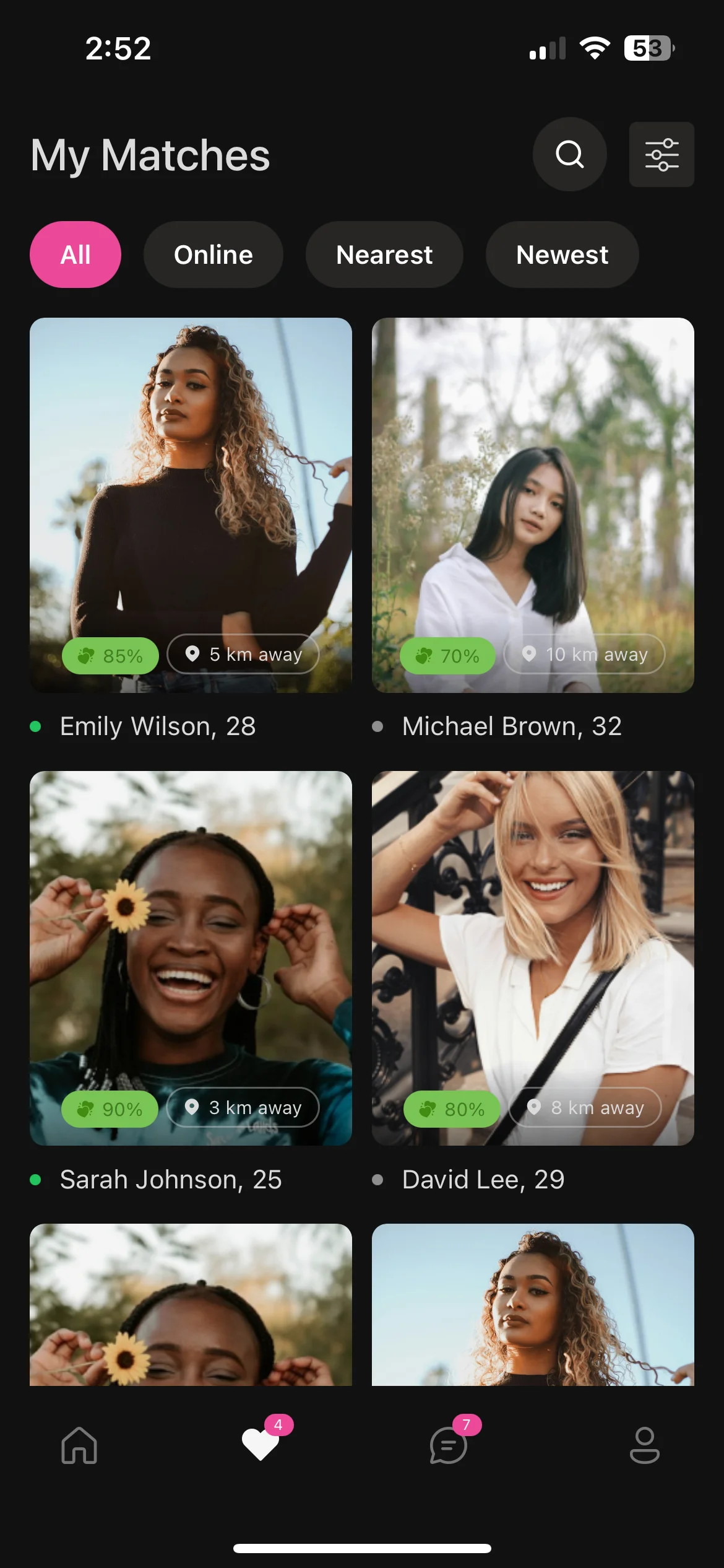 React Native dating app activity workout