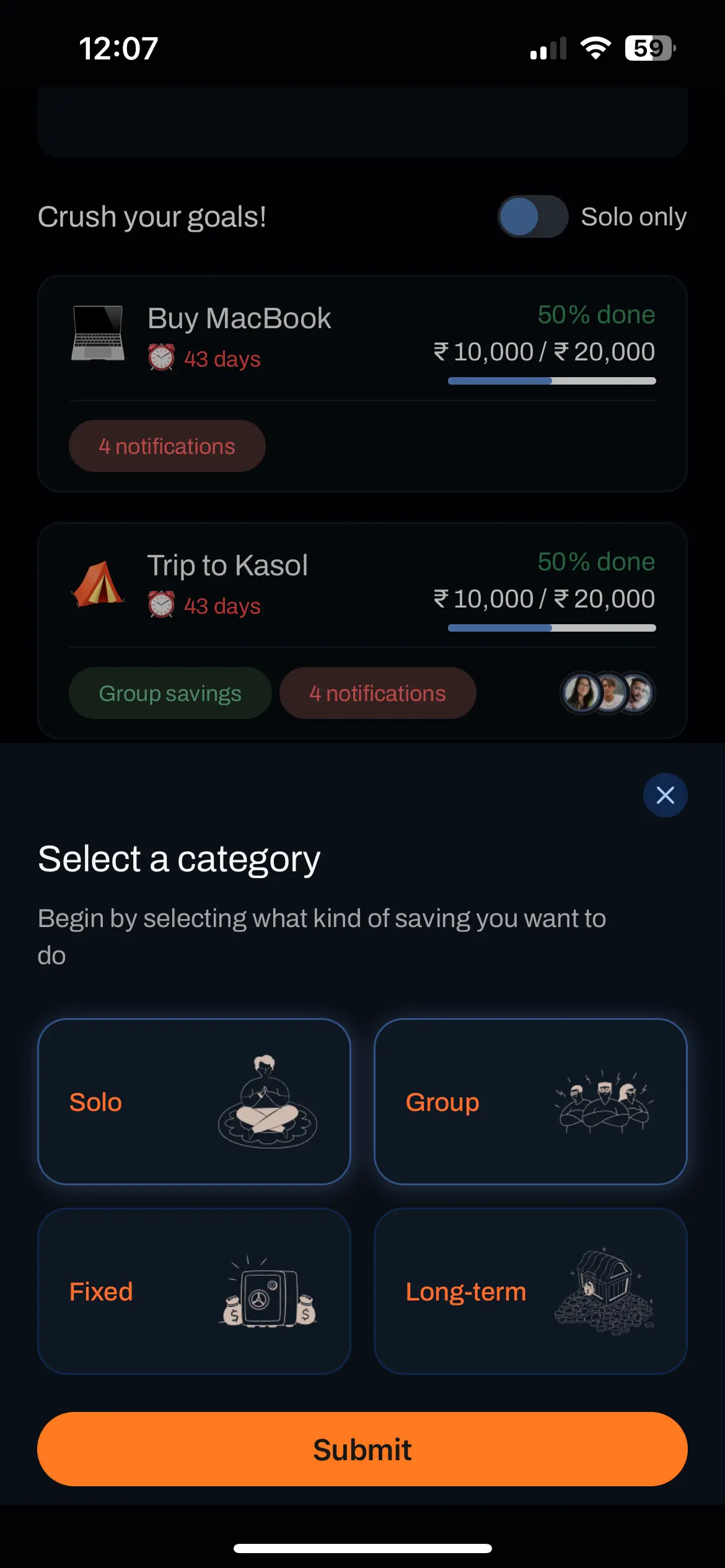 finance app groups select