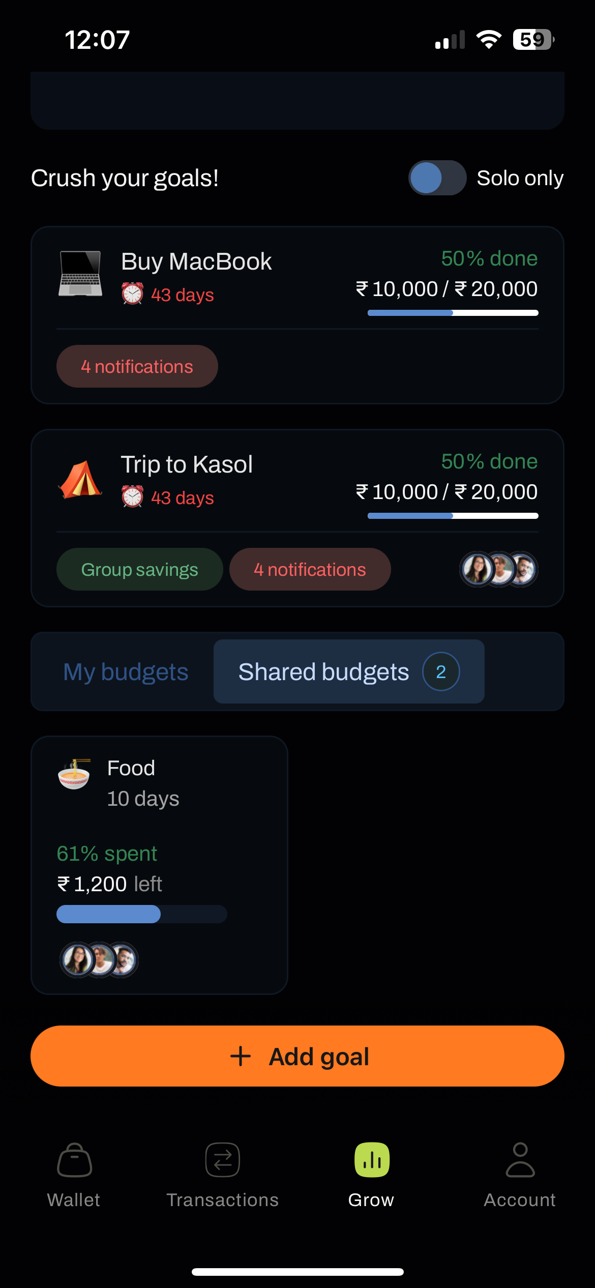 finance app shared budgets