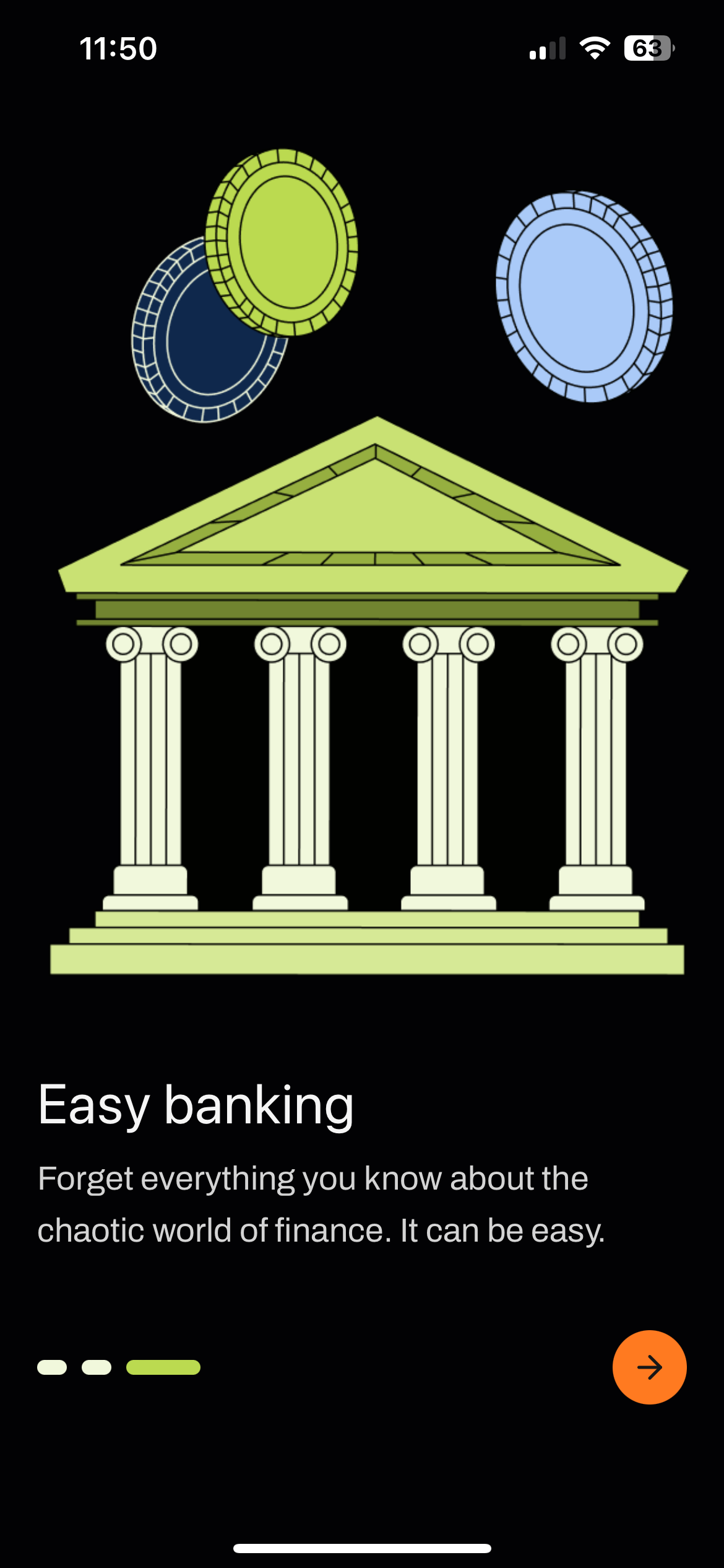 finance app onboarding get started