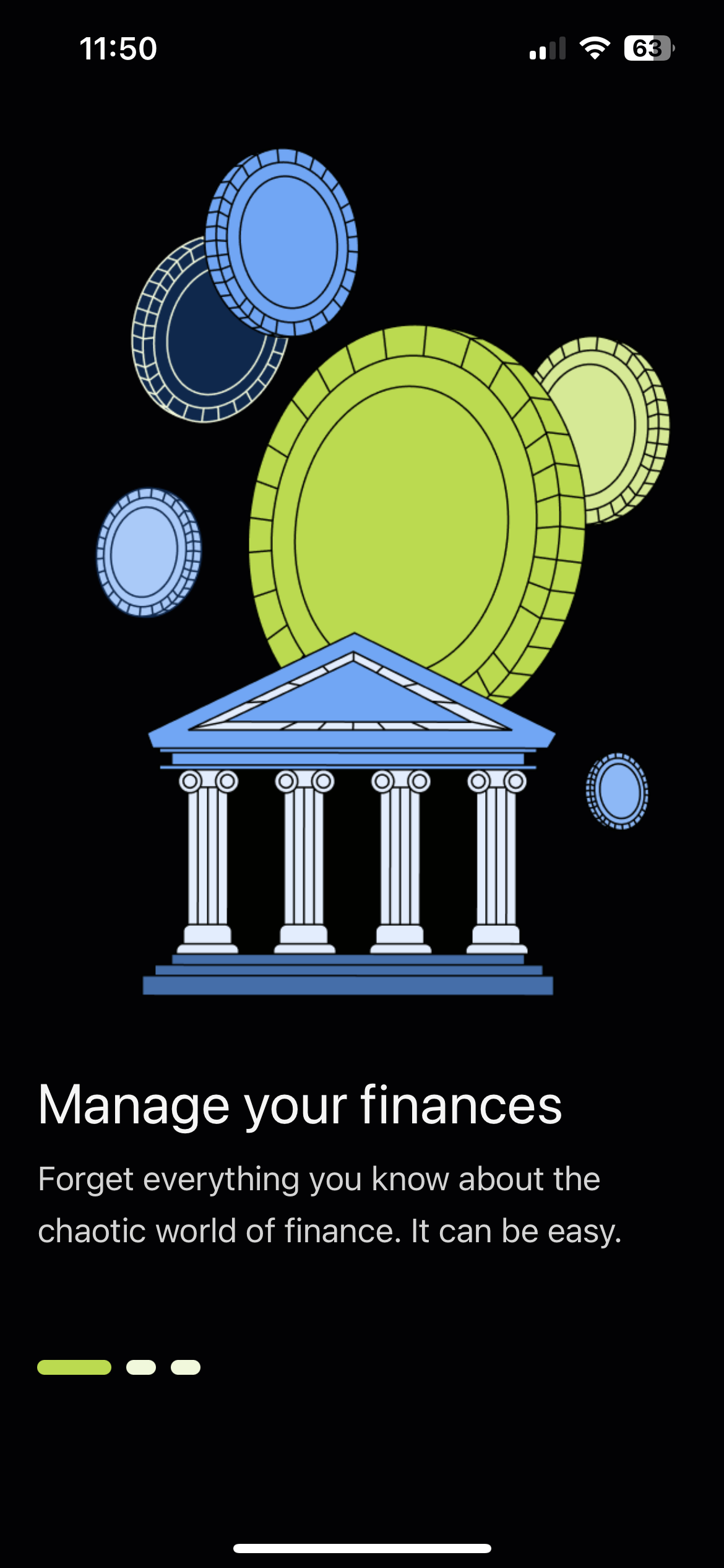 finance app onboarding get started