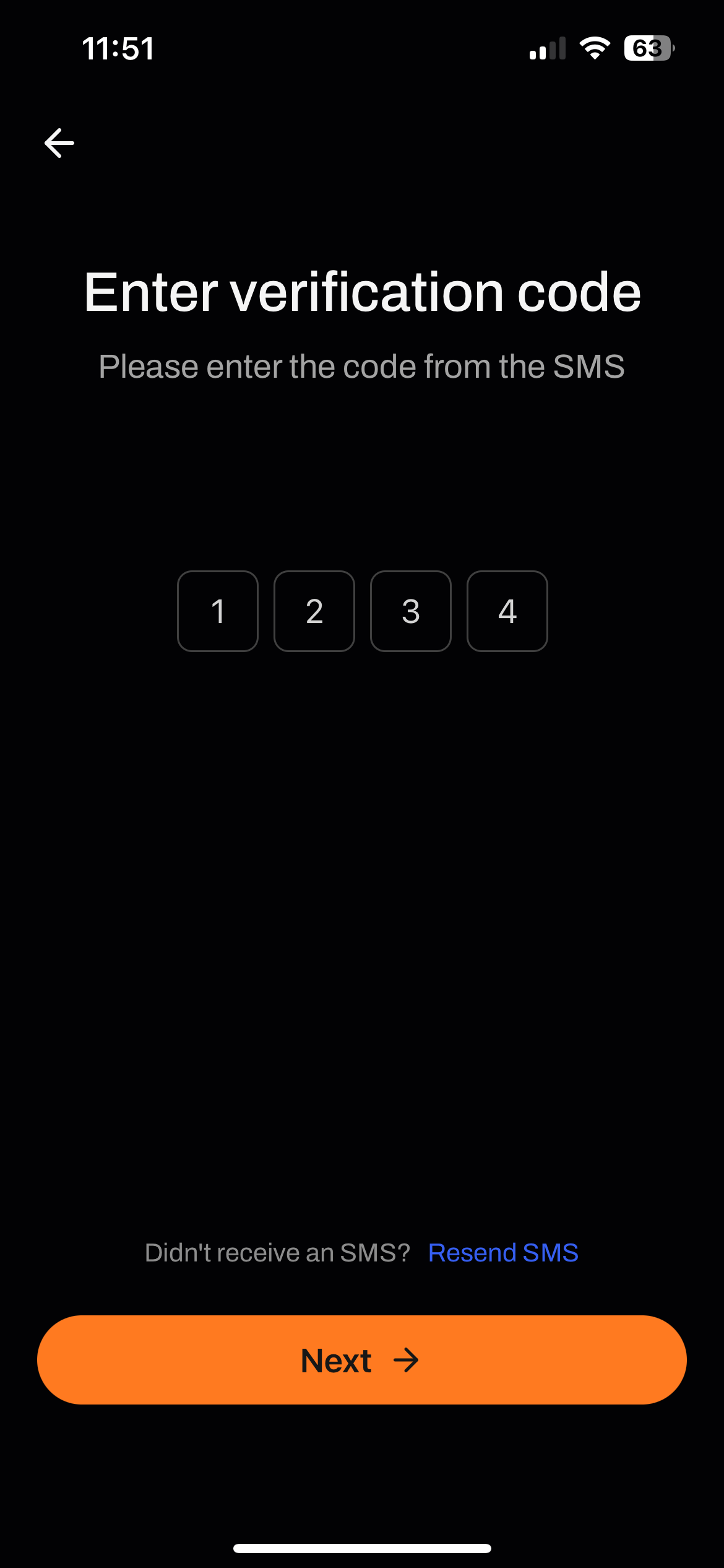 finance app onboarding otp input enter