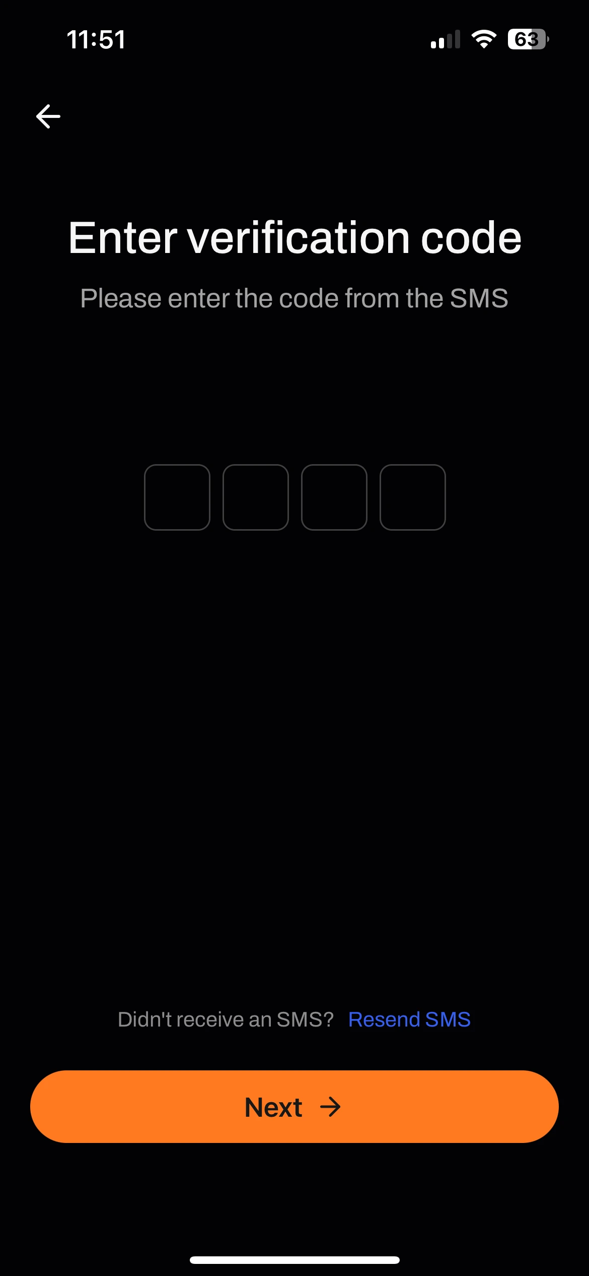 finance app onboarding otp input