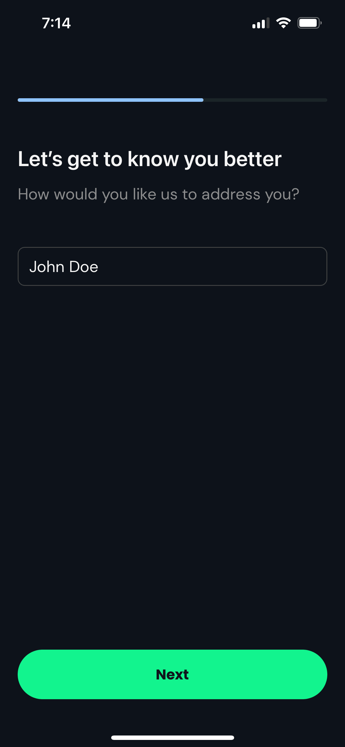 fitness app enter name