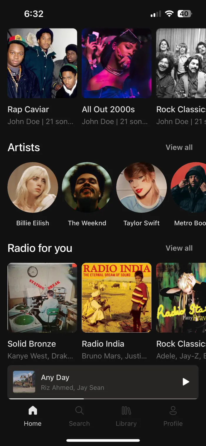 React Native Music App Home Bottom