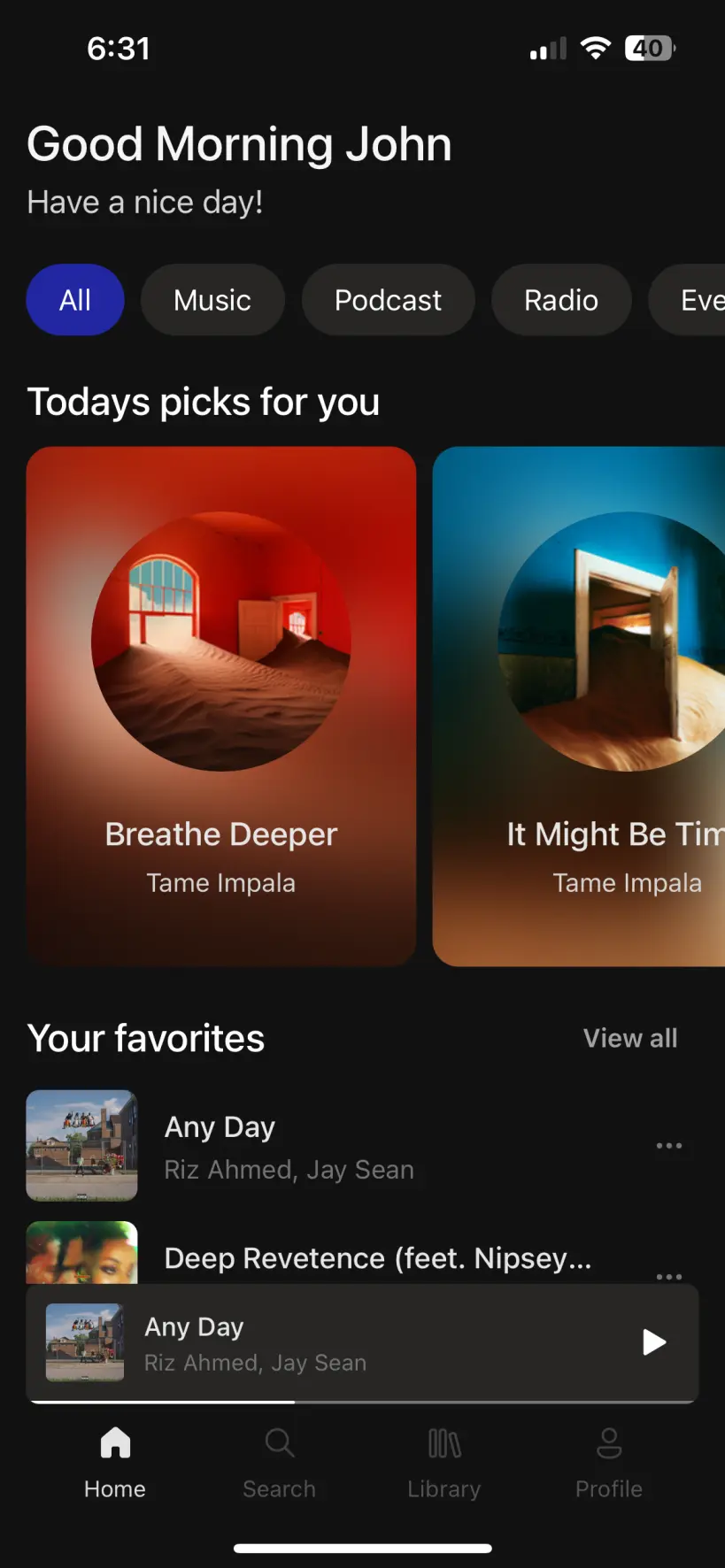 React Native Music App Home