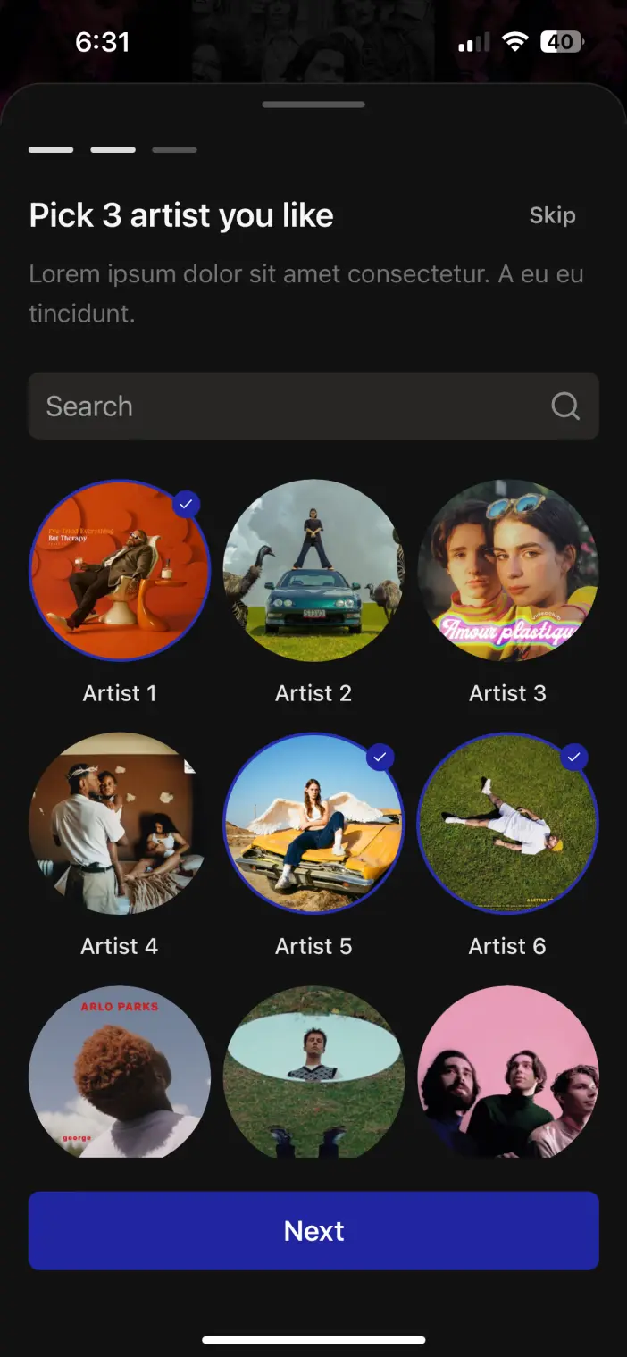 React Native Music App Artist