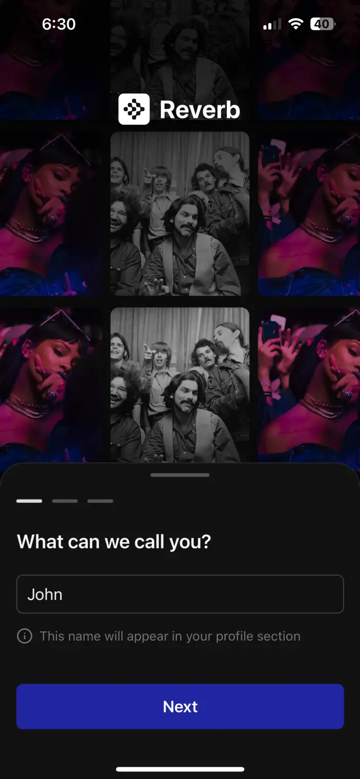 React Native Music App Name Input