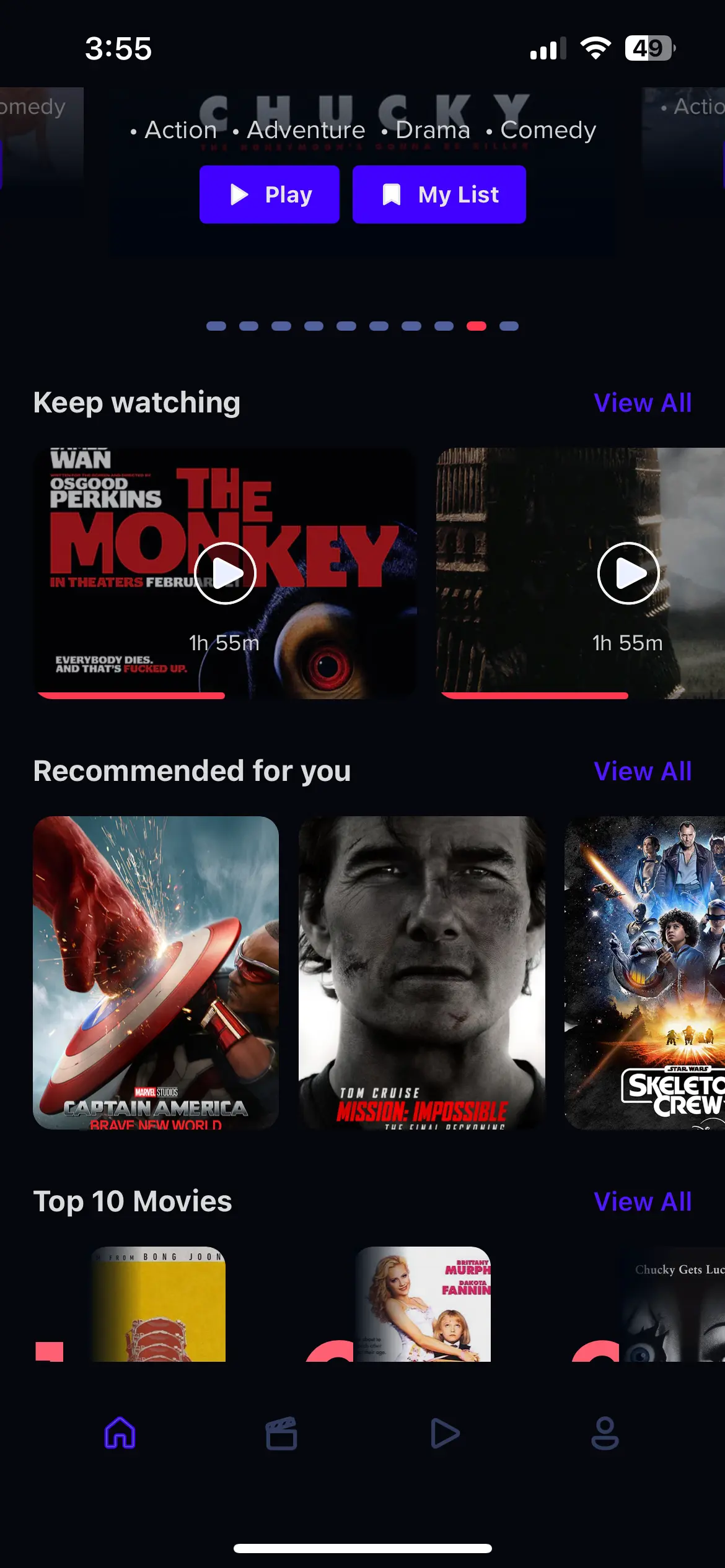 Video Streaming App Home