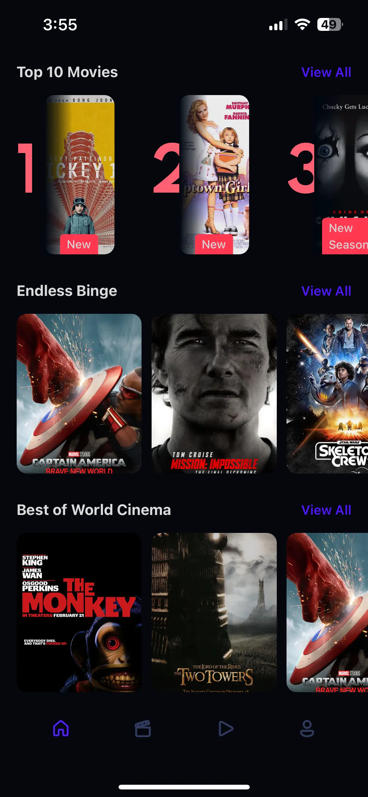 Video Streaming App Home