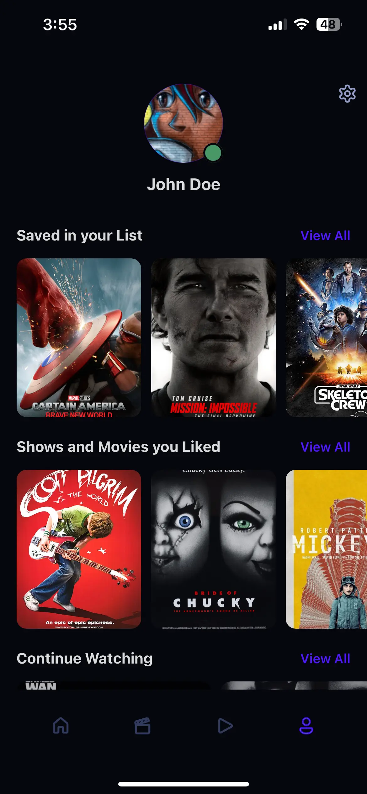 Video Streaming App Profile