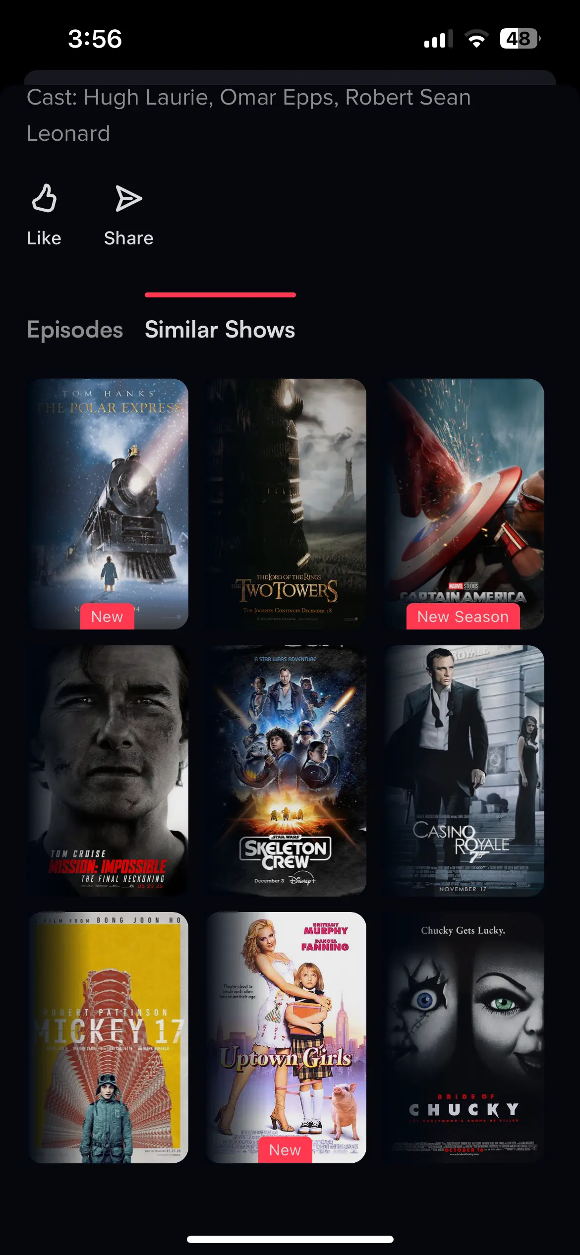 Video Streaming App Similar Movies Screen