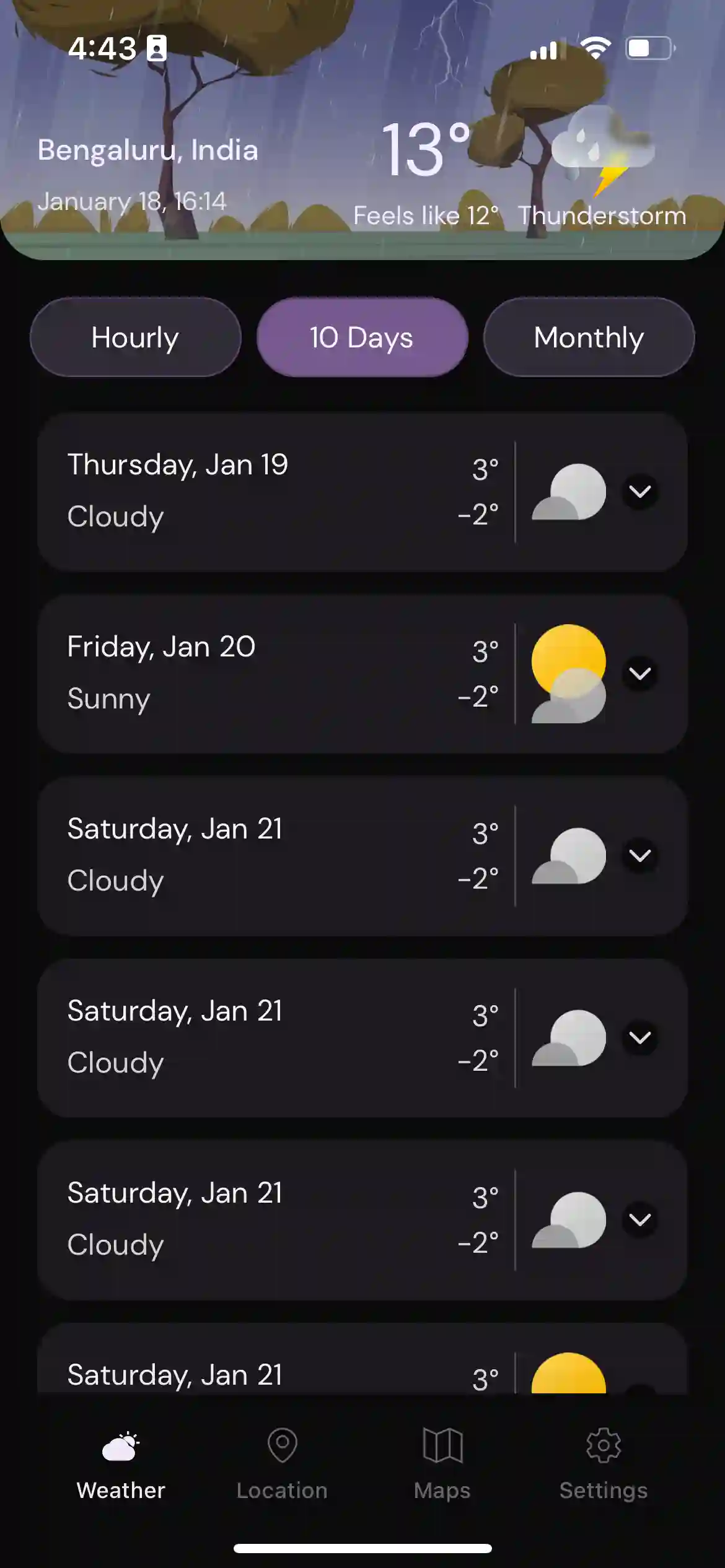 React Native Weather App Home Days