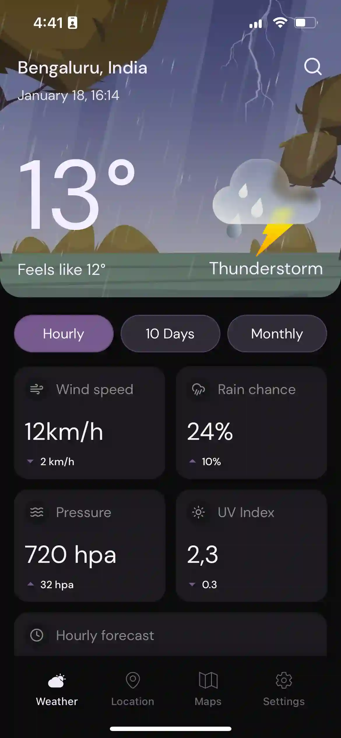 React Native Weather App Home Hours