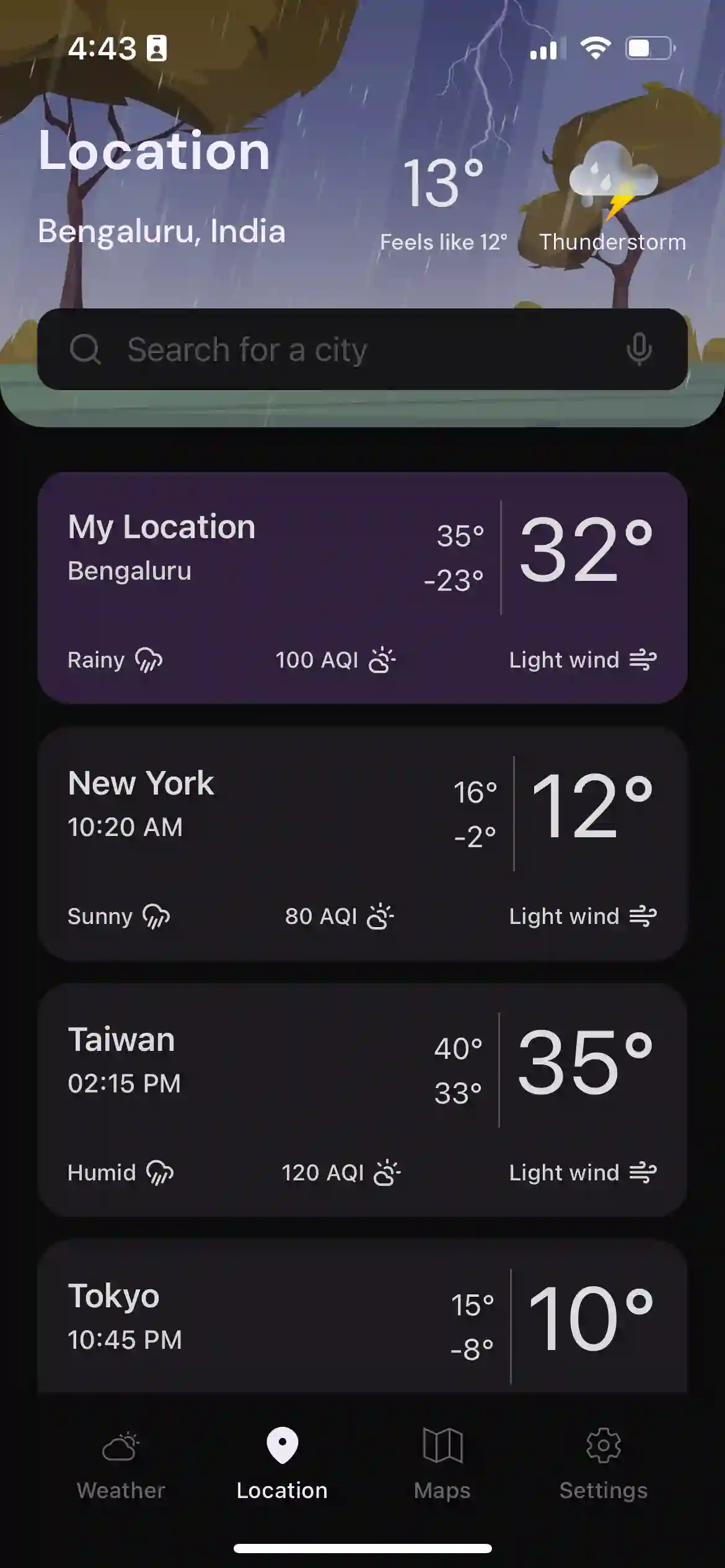React Native Weather App Location